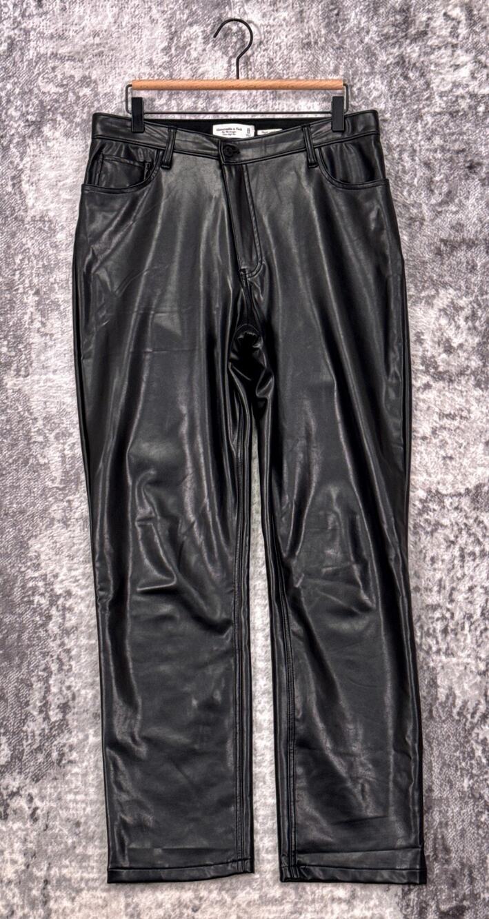 Abercrombie & Fitch Pants 31 / 12L Womens Black Faux Leather 90s Straight